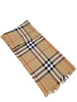 Burberry 100% Cashmere Fringe Logo Check Scarf With Tag