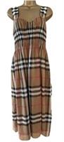 Burberry Delilah Check Cotton Long Dress, size M - M Regular