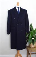 New BURBERRY Navy Brushed Wool Doeskin Overcoat Size 42S/52S XL Coat Flannel - Large Regular