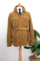 New POLO RALPH LAUREN Tobacco Corduroy Belted Field Coat Size Medium 38/48 Cord - Small Regular