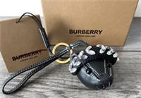BURBERRY THOMAS BEAR BLACK LEATHER KEYRING / BAG CHARM RETAIL &pound;220 BNIB