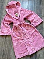 BURBERRY PINK JACQUARD CHECK HOODED TOWELLING ROBE SIZE S UK 10-12 RETAIL &pound;750 - S Regular