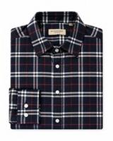 Burberry Nova Check Shirt Mens M Reg Fit Navy Blue White Red Plaid Rrp &pound;225 - M Regular