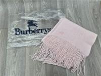 Vintage Burberrys Pink 100% Cashmere Scarf Made in Scotland Original Bag
