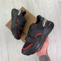 Burberry Mens Black & Red Ramsey Check Trainers