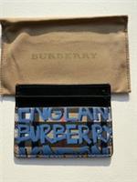 Burberry Calfskin Vintage Check Graffiti Print Card Holder Blue