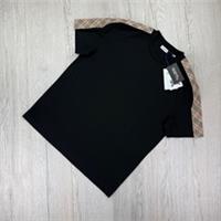 Burberry Mens Black Check Trim Cotton T-shirt - XL - XL Regular