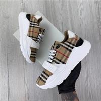 Burberry Mens Vintage Check, White Leather Trainers