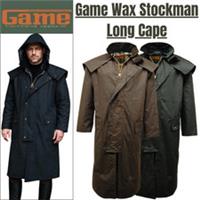 Mens Game Stockman Long Cape Horse Riding Wax Coat Country Walks Hooded Jacket - S,M,L,XL Regular