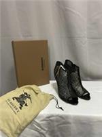 Burberry Learher Lattice Peep Toe Ankle Boots Size 41