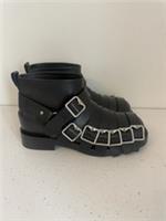 Burberry Roper Buckled Leather Biker Boots UK Size 8 EU Size 42 Black