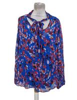 Fenn Wright Manson Women's Blouse Size 16 Blue & Red Floral Bow Tie L/Sleeve New - 8 Regular
