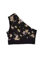 NEW Burberry Womens One Shoulder Flower Bra Top Small Black