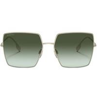 Burberry Daphne Green Square Lens Gold Sunglasses