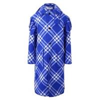 Burberry Blue Check Wool Cape Parka Jacket