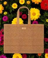 Burberry Goddess Crocheted Open Weave Natural Paper Straw Holiday Tote Bag New