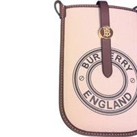Burberry England Womens Pouch Wallet Beige Brown Logo Canvas Leather