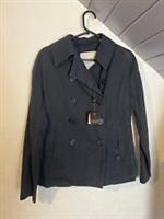 NWT Thomas Burberry Navy Blue Cotton Reefer Jacket Coat Ladies 8 Small New - 8 Regular