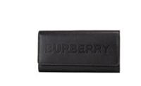 Burberry Porter Black Leather Clutch Wallet with Logo Embossing