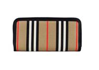 Burberry Wallet Ellerby Black Leather Zip Around with Icon Stripe