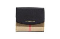 Burberry Coin Pouch Wallet Luna Black Grained Leather & Canvas