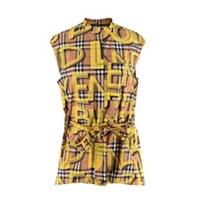 Burberry Yellow Sleeveless Graffiti Print Check Cotton Shirt - XS Maternity