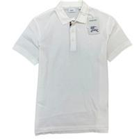 Burberry Men's Embroidered Logo Polo Shirt White M