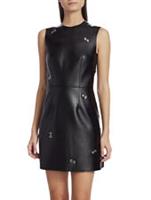 BNWT Burberry Black Coleta Faux Leather Grommet Formal Mini Dress, Size 8 Uk,XS - 8 UK Regular