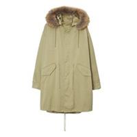 Burberry Faux Fur Cotton Parka Hunter Light Green Parka Jacket