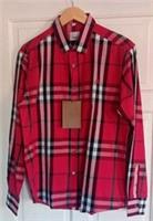 Burberry Mens Red Nova Check Shirt Size XL Never Been Worn - XL Regular