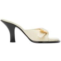 Burberry Bay Leather Mules Cream Peep Sandals