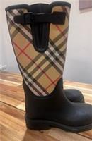 Burberry Rubber Marsh Stamp High Boots, uk size 7