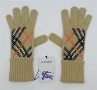 Burberry Check Cashmere Blend Gloves, Size S/M