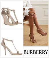 Burberry Womens Shoes Sandals Size UK 7 Stephanie T-Strap Ladies Heels Soft Fawn