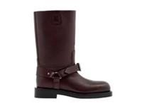 Authentic Burberry Saddle Leather Ankle Boots Aubergine UK 10 EU 44 £1,590 New