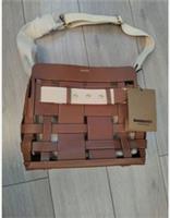 Burberry Tan Brown Leather Square Cut-out Designer Shoulder Tote Bag NEW