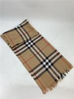 Burberry 100% Cashmere Fringe Logo Check Scarf With Tag