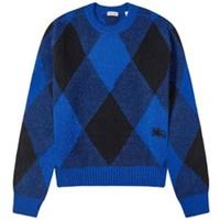 Burberry Large Check Crew Knit Blue Sweatshirt