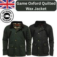 Mens GAME Oxford Quilted Wax Jacket British Country Outdoor Hunting Coat UK - S-XXL Regular