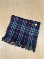 🧣 Vintage Burberry Navy & Red Check Lambswool Scarf