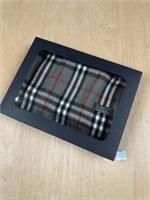 Vintage Burberrys of London lambswool scarf in grey nova check, red accents