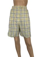 Vintage BURBERRY BURBERRYS yellow wool blue nova check shorts UK 10 US 6 BNWT - 10 Regular