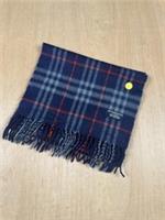 🧣 Vintage Burberry Navy & Red Check Lambswool Scarf
