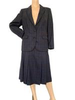 BURBERRY Vintage 90's grey wool & cashmere blazer skirt suit set UK 10 US 6 NEW - 10 Regular