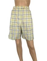 Vintage BURBERRY BURBERRYS yellow wool nova check shorts UK 8 US 4 Petite NEW - 8 Petites