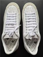 Burberry White/Grey Perforated Leather Timsbury Low Top Sneakers-size 39