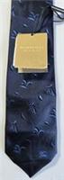 Burberry London Silk Tie Navy Blue Leaf Motif NWT Mens Necktie