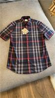 BURBERRY Shirt Navy Gray IP Check New With Tags Small - S Regular