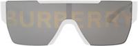 Burberry BE 4291 3007/H White Plastic Rectangle Sunglasses Gold Burberry Logo