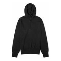 BURBERRY Mens Hoodie Quarter Zip Hooded Long Sleeve Black Wool Pullover S RRP990 - S Regular